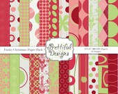 25% OFF SALE Digital Paper Pack for Scrapbooking, Card Making, Invitations - Funky Christmas Il_170x135