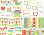 25% OFF SALE Digital Scrapbook Kit Scrapbooking Paper Digital Frame Clip Art 79 Items Beach Party Il_170x135