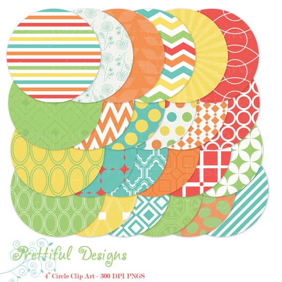 25% OFF SALE 4" Circle Clip Art for Personal and Commercial Use - Beach Party Il_570xn