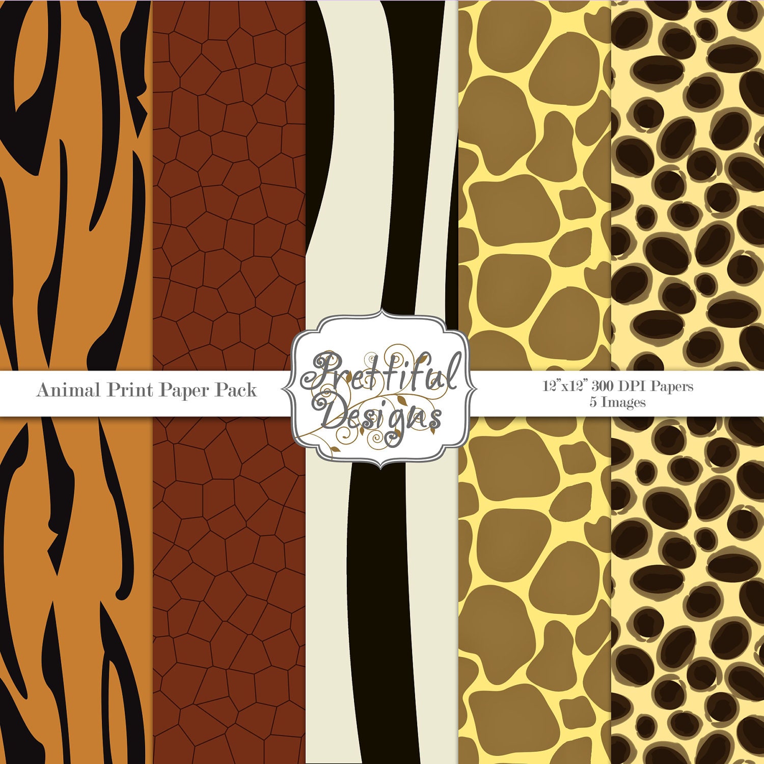 Animal Print Digital Paper pack for Digital Scrapbooking