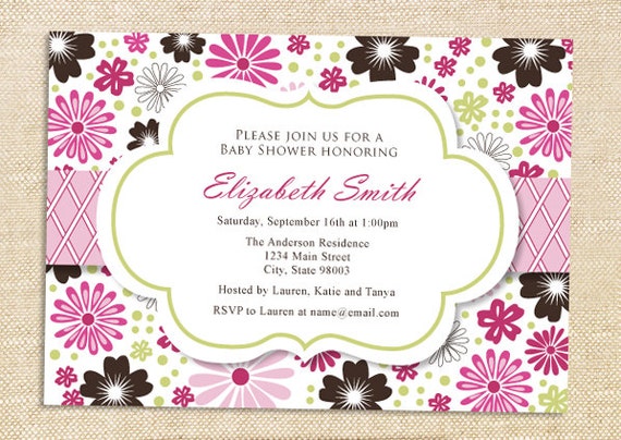 Flower Baby shower invitation - set of 12 Il_570xn