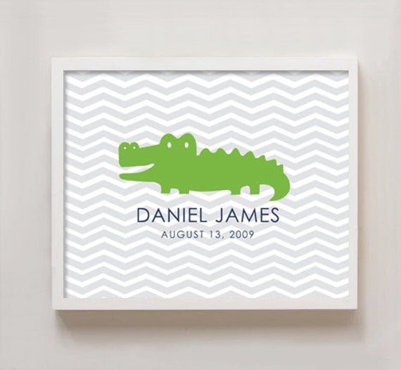 8x10 - Custom Birth Print - CHEVRON ALIGATOR Il_570xn