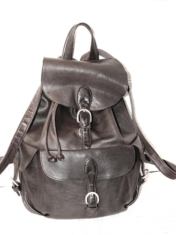 Vintage Leather Backpack Large London Fog Rucksack Backpack