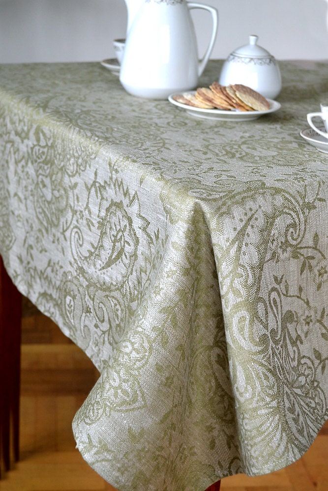 Linen Tablecloth Olive Green Tablecloth Wide Tablecloth