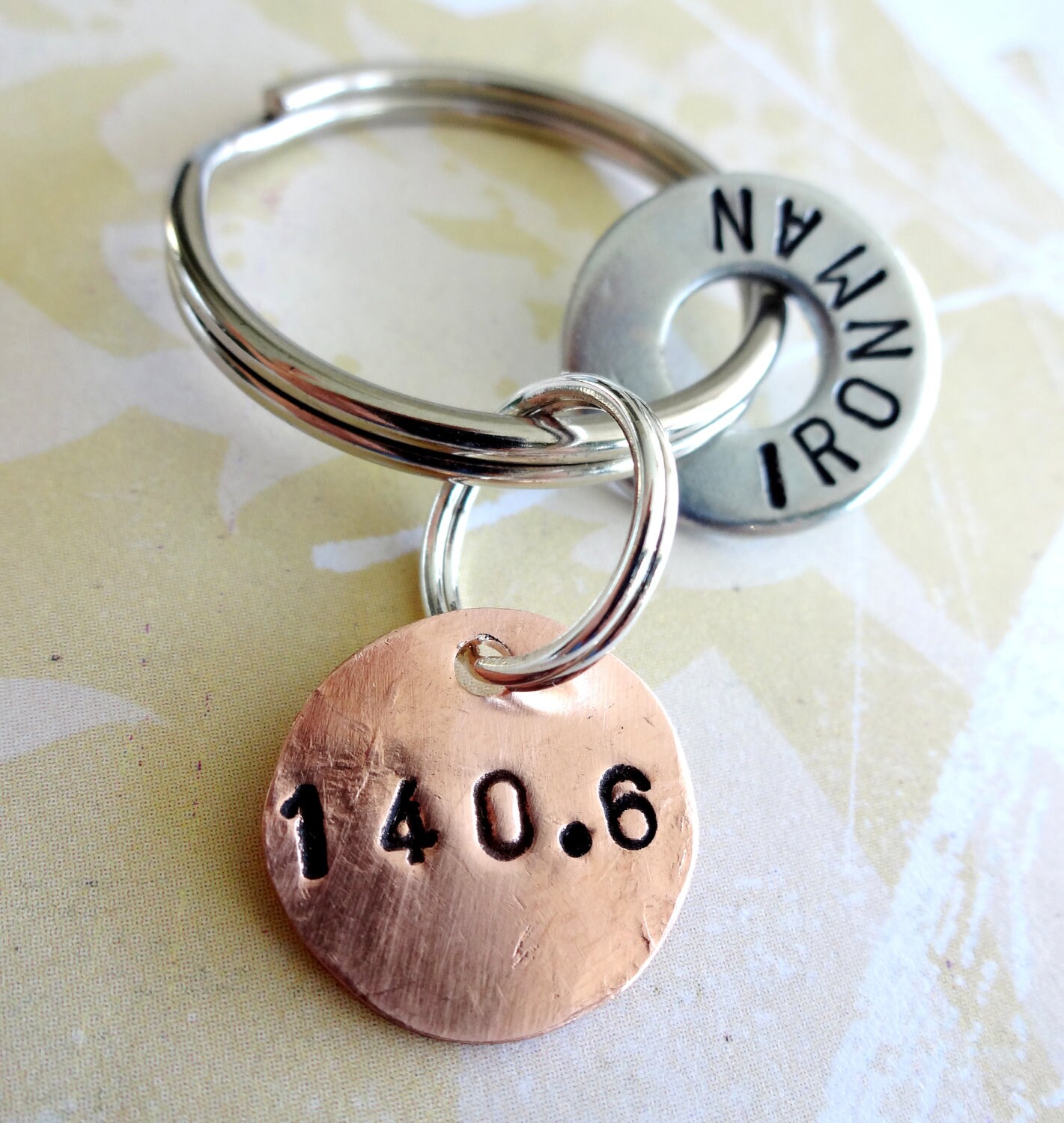 Triathlon Ironman Key Chain Gift with Hardware Washer & Copper