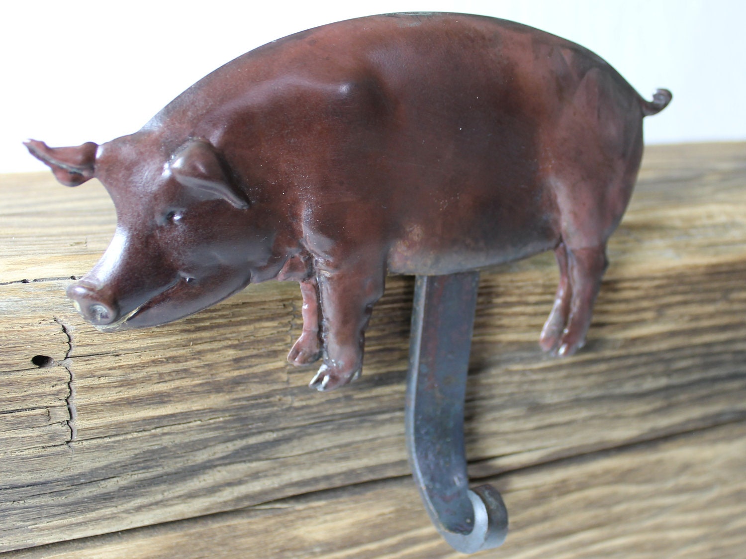 Pig Christmas Stocking Hanger,Holder-Forged Iron