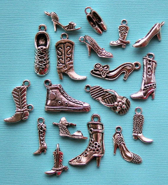 Ultimate Shoe Charm Collection Antique Silver Tone 18