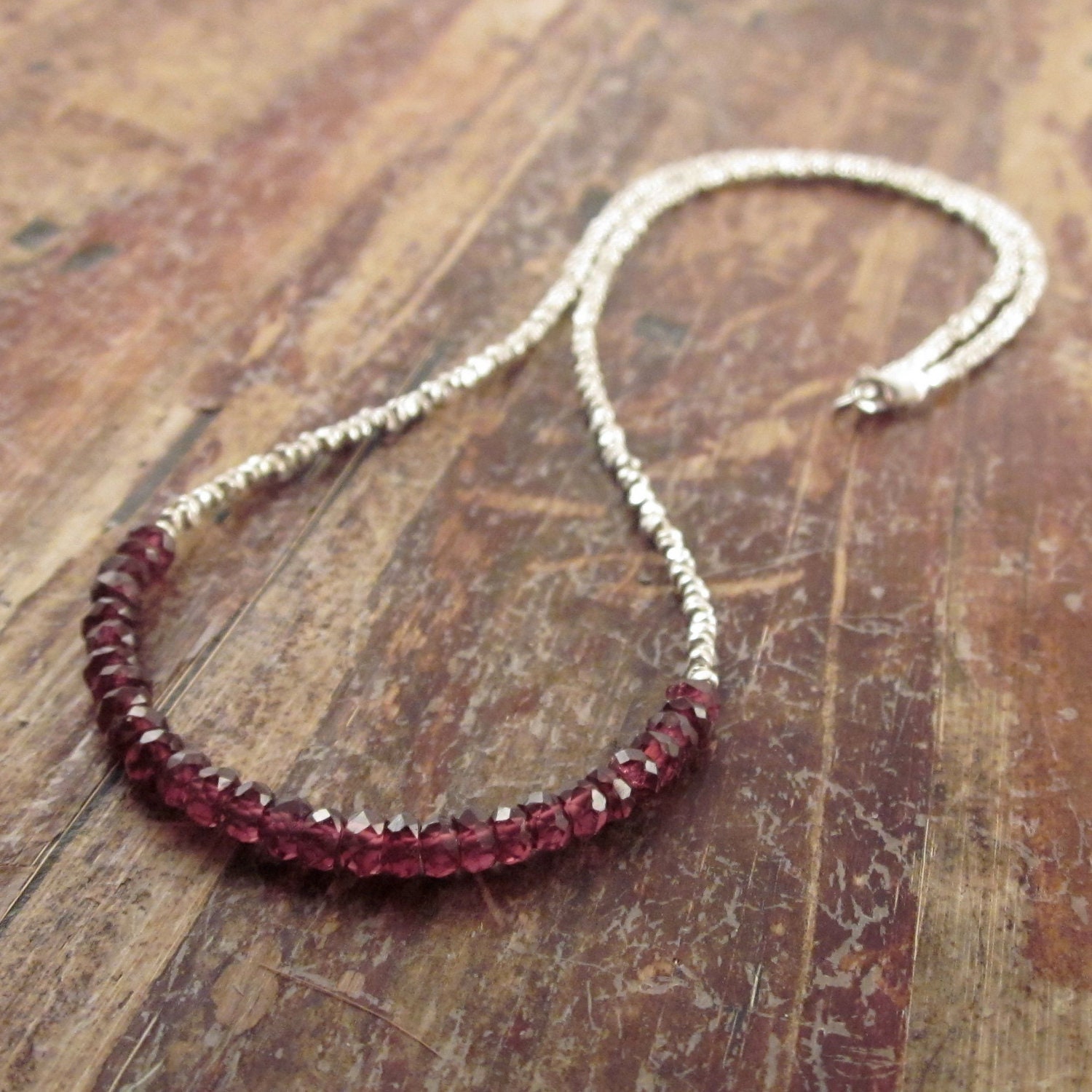 Garnet Necklace January Birthstone Jewelry Hill Tribe Silver