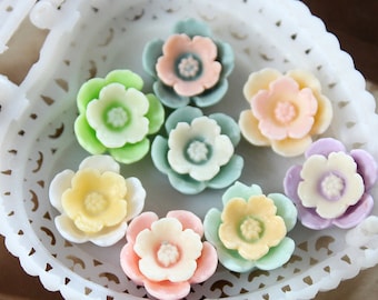8pcs Wholesale Beautiful Mix Colorful Flower Resin Cabochon -8colors-14mm(CAB-DF-MIXSS)