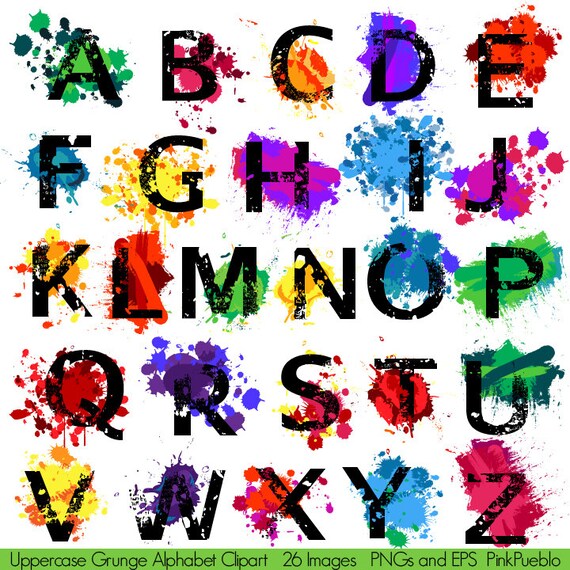 Grunge Alphabet Font With Graffiti Paint Splatters Letters   Il 570xN.388583651 Mz9f 