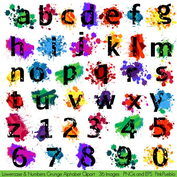 Grunge Alphabet Clipart Clip Art Graffiti Paint Splatter