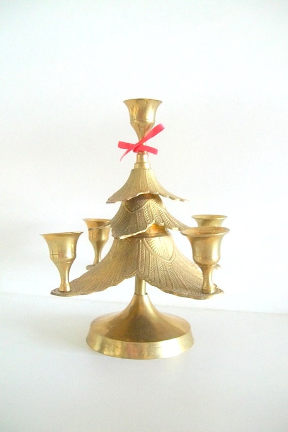 sale vintage brass christmas tree candleholder sale vintage brass christmas tree candleholder
