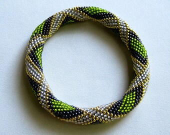 Bead Crochet Pattern: Two Way Spiral Surrounding Parallelograms Bead Crochet Pattern