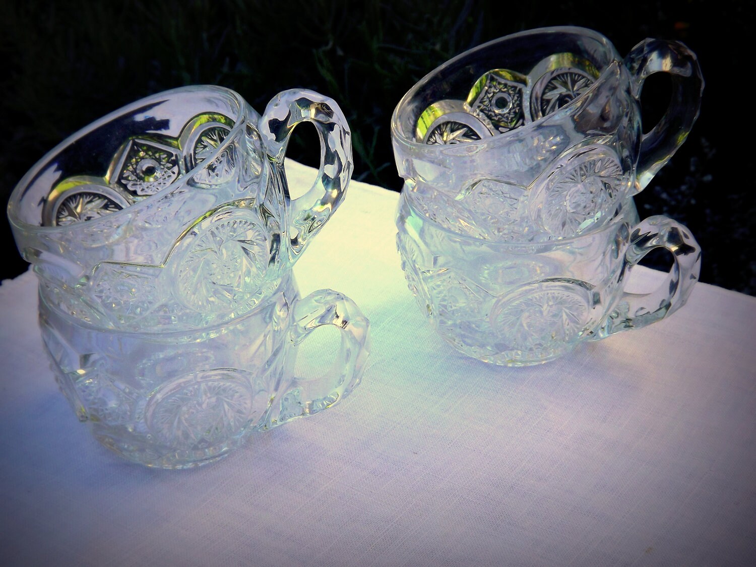 ON SALE Antique Coffee Cups Depression Glass Set of 4