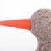 Minimalist Modern toy eco Bird Doll - Gray bird, duck, penguin made from Woven silk Wearing neon pink corduroy - handmade