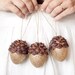 Acorn Ornaments, Gold Shimmer, Rustic Woodland Decor - Set of 3