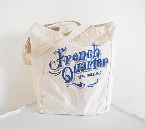 Vintage New Orleans French Quarter Tote Bag Bourbon by mothrasue