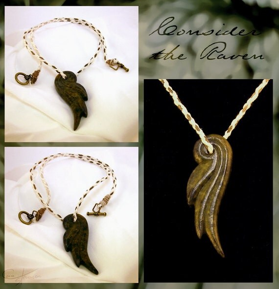 Consider the Raven Soapstone Pendant Necklace by 1000daysofrain
