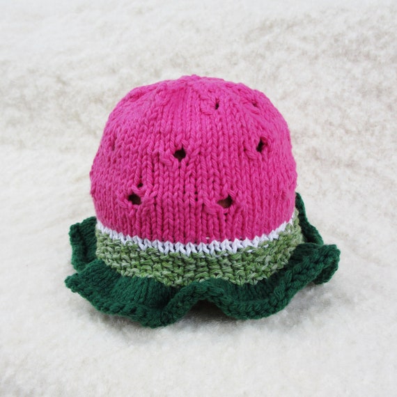 Watermelon Hat Soft Cotton Baby Size Made to by poppyandpurl