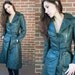 70s Vintage Forest Green Leather Long Jacket (XS)