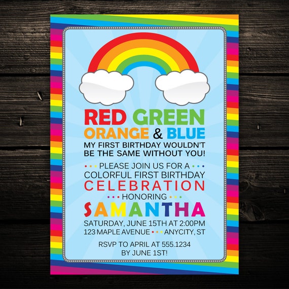 Free Printable Rainbow Birthday Invitations 5