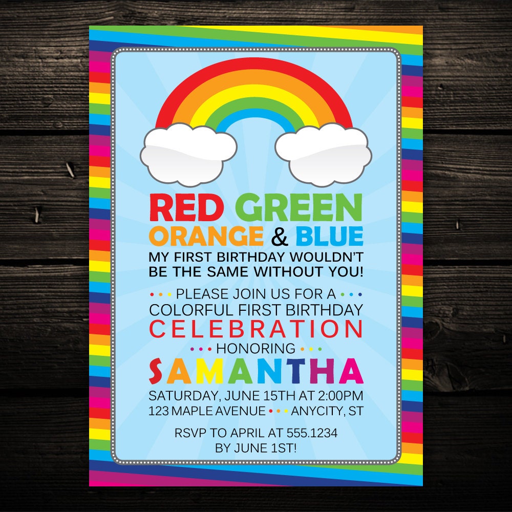 Rainbow Birthday Invitations Templates To Color 3