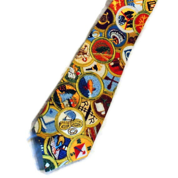 Men's Neck Tie Boy Scout Merit Badges