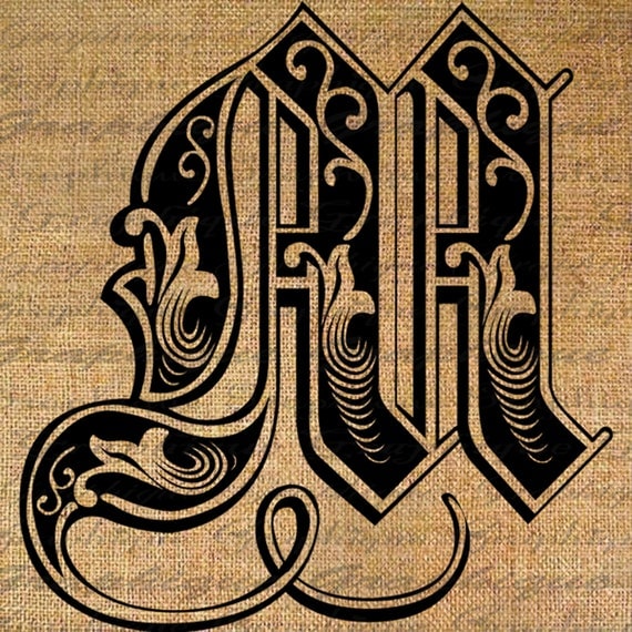 old english font letter m