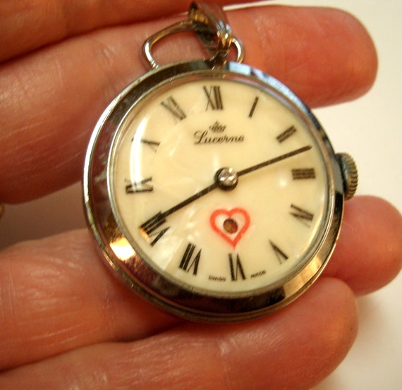 1980s Lucerne pendant watch Beating Heart Swiss by enchantiques