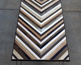 Chevron Desk with Hairpin legs - Wood Table - Reclaimed Wood table