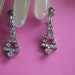 Vintage 1 1/2 " Silvertone Drop Dangle Clear Rhinestone Clip on Earrings