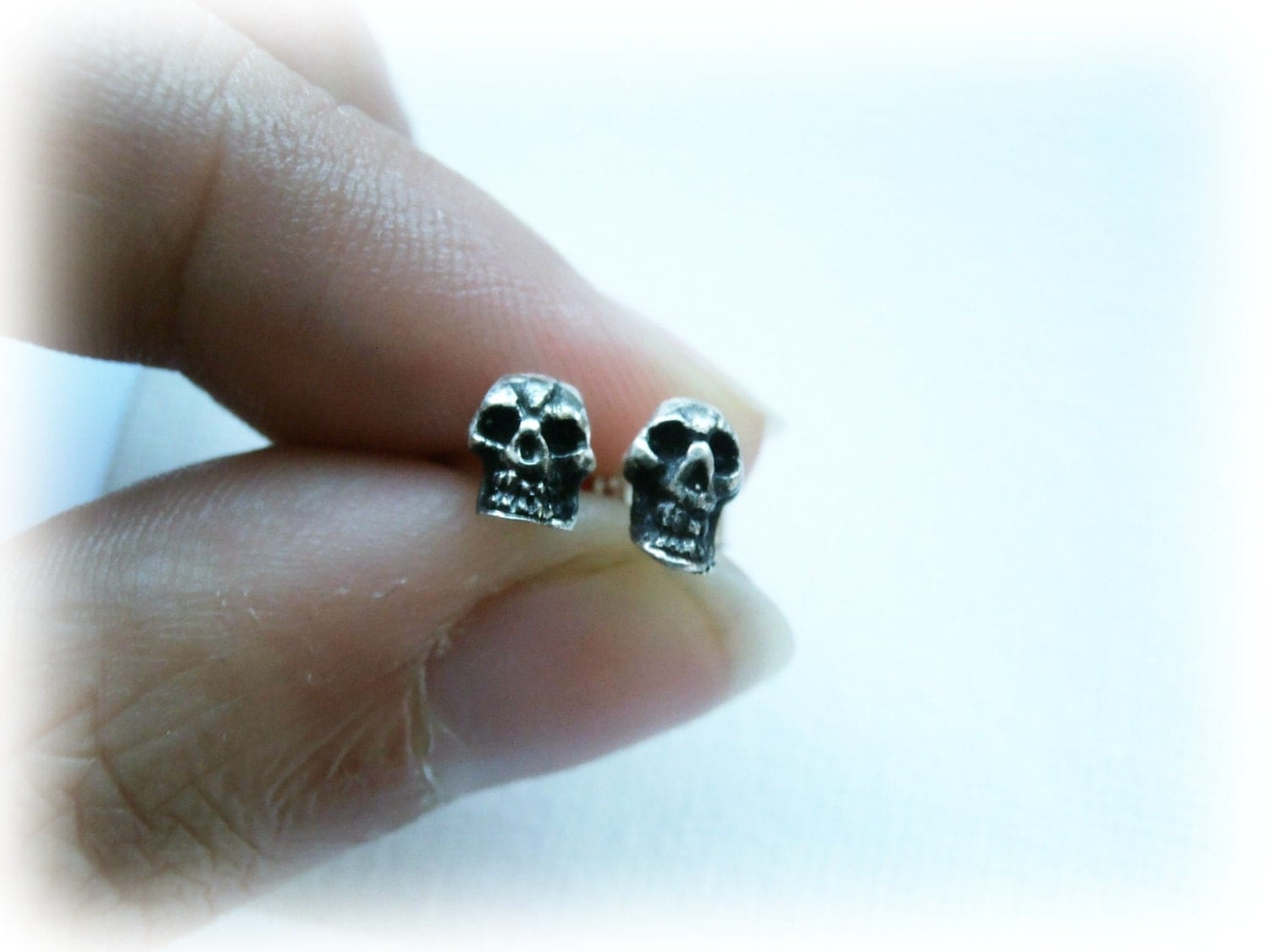 Skull earrings Skull Studs Silver Skull Stud 925 Sterling