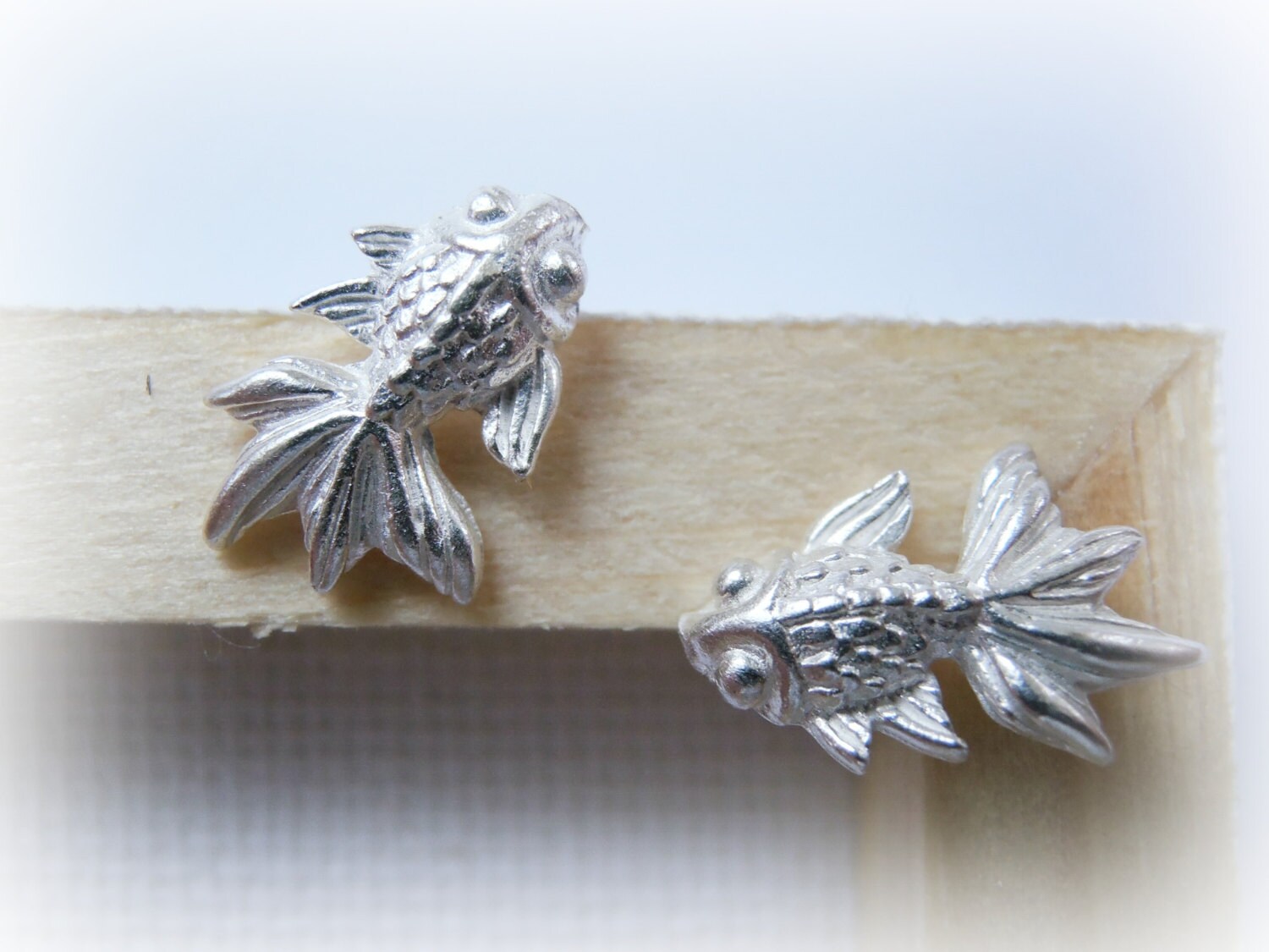 Koi fish sterling silver studs Tiny Gold fish earrings