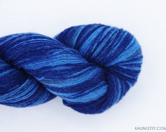 1 ply Kauni Wool Yarn Effektgarn, Self-Striping Yarn, Dark Blue Light Blue