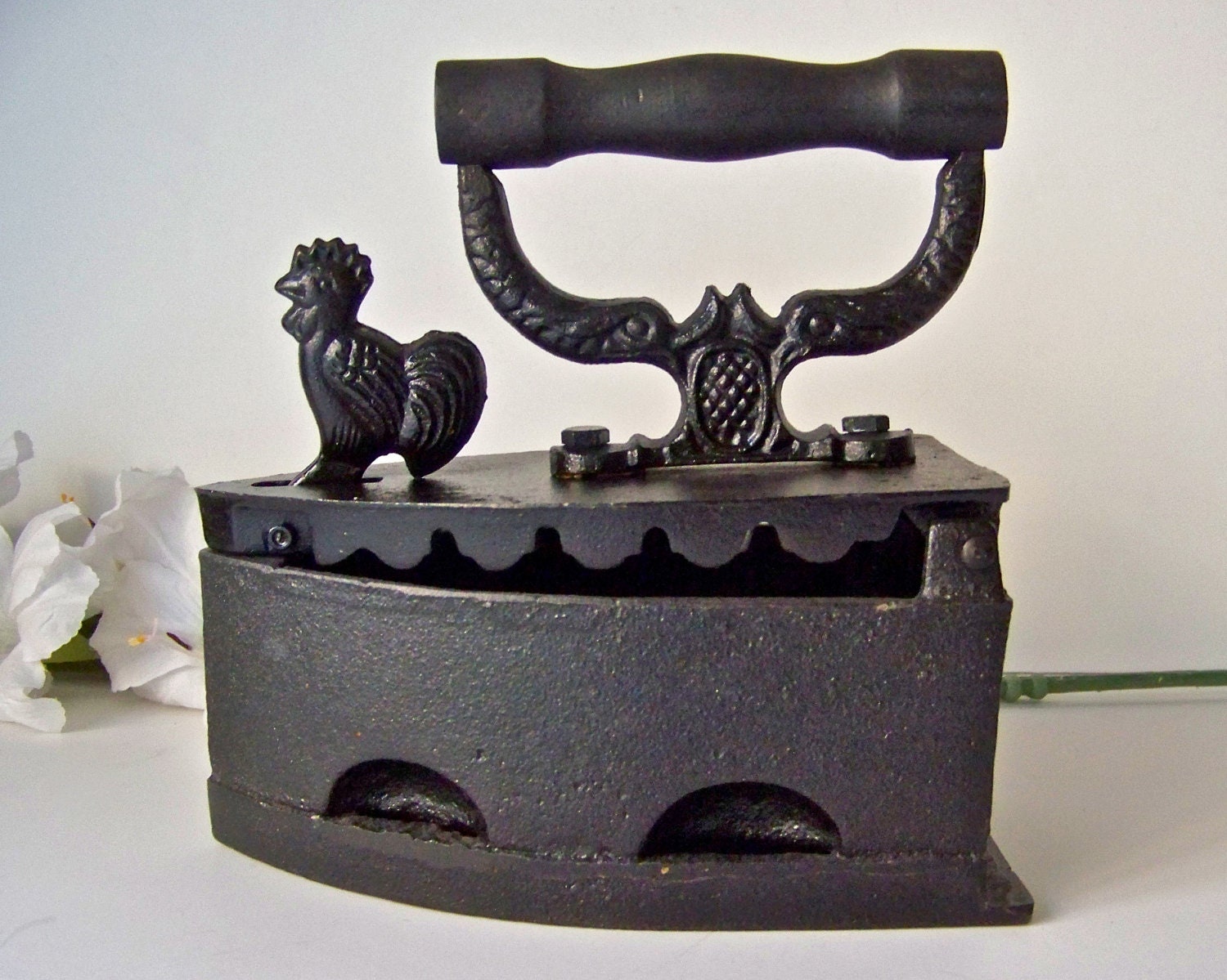 Antique Coal Clothes Iron Rooster Latch