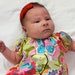 Peasant Dress Retro groovy floral with red eyelet trim Size 0-3 months