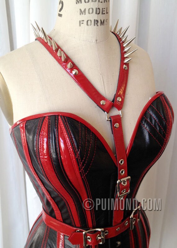 PUIMOND PY11 Long Overbust Leather Harness Mistress Corset