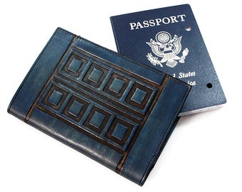 Personalized Passport Leather Holder - River Song Diary (Tardis)