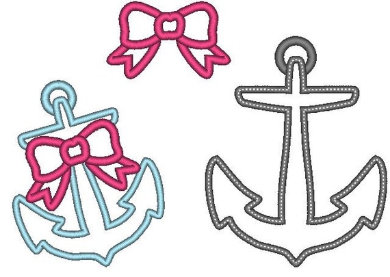 set f anchor girly cute nautical embellishment single files