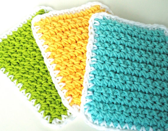 Crochet Sponge Dishcloth Washcloth THICK Set of by NicoleMichael