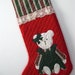 Christmas Stocking Sock Girl Bear Appliqued Red Green