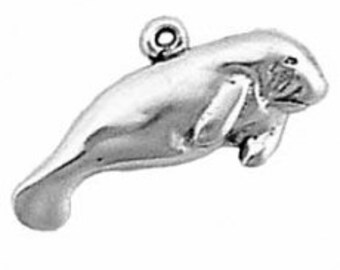 Sterling Silver Manatee Charm Pendant Animal Sea Cow