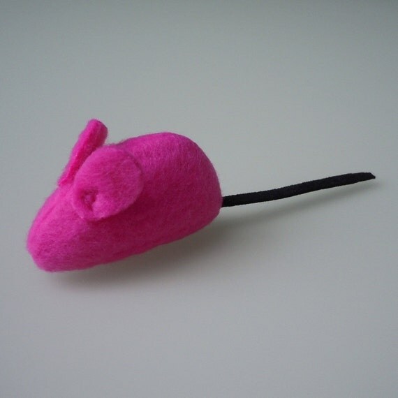 Catnip Mouse Bright Pink Fleece Cat Toy