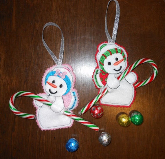 Items similar to In The Hoop Snowman Candy Cane Holder Design Set for