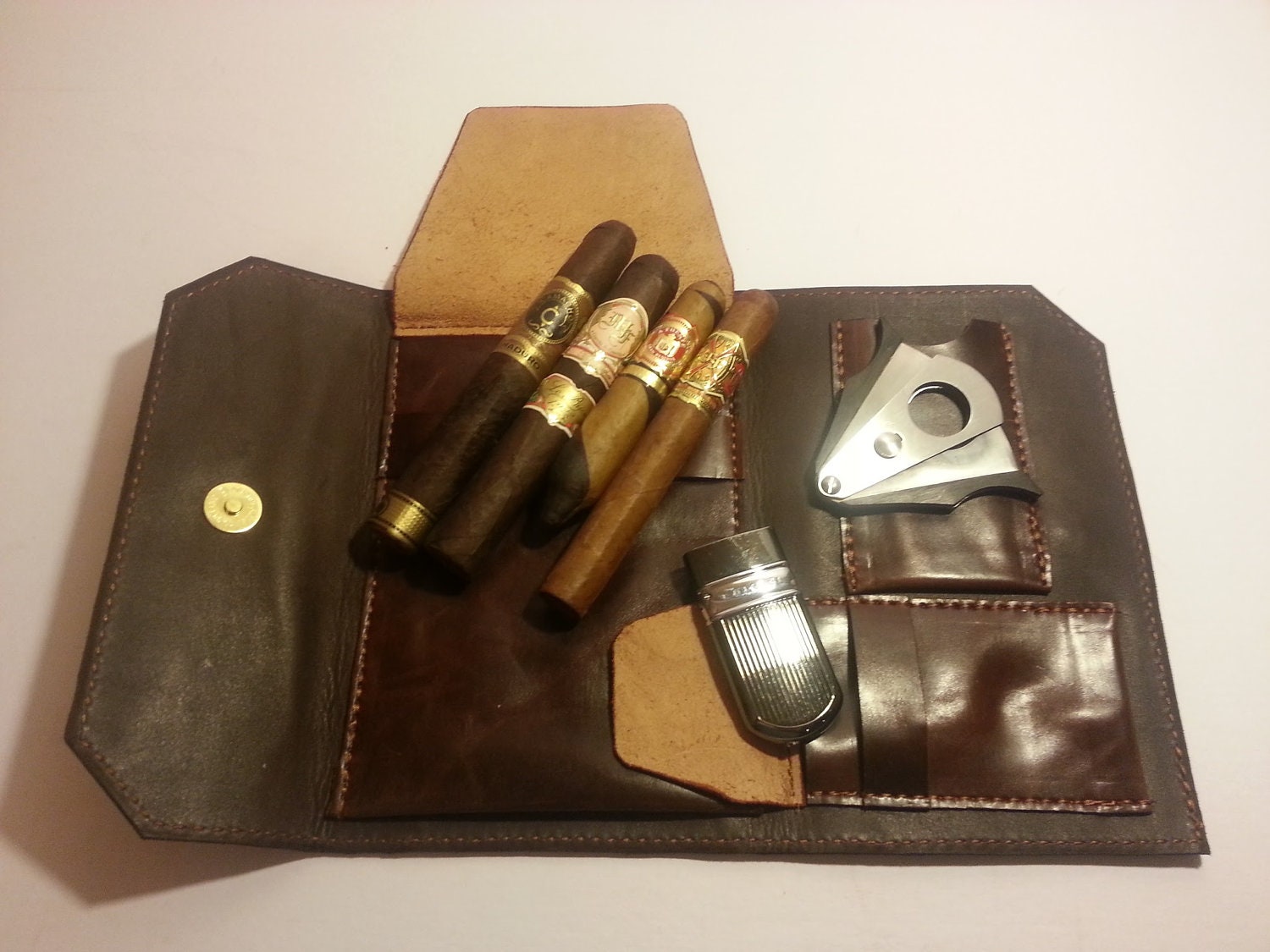 Two toned leather Cigar accessories case
