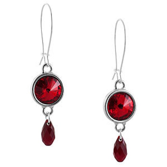Crimson Dusk Blood Drop Earrings Red Dangle Swarovski Crystal