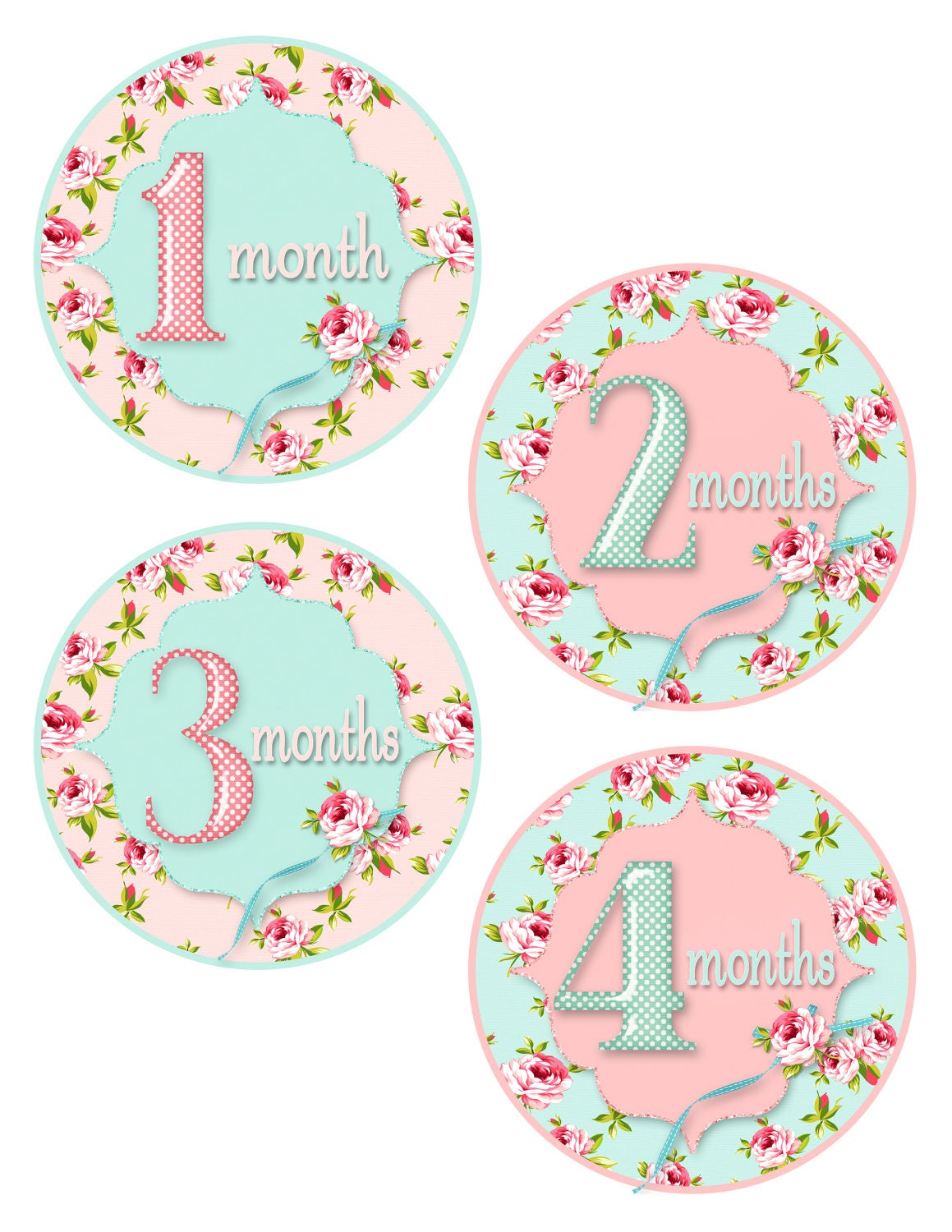 digital printable baby month stickers baby girl monthly