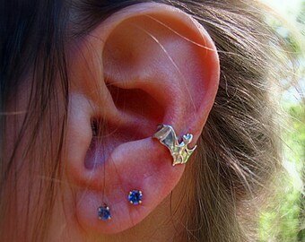 Sterling Silver Bat Ear Cuff Halloween Jewelry Bat Jewelry