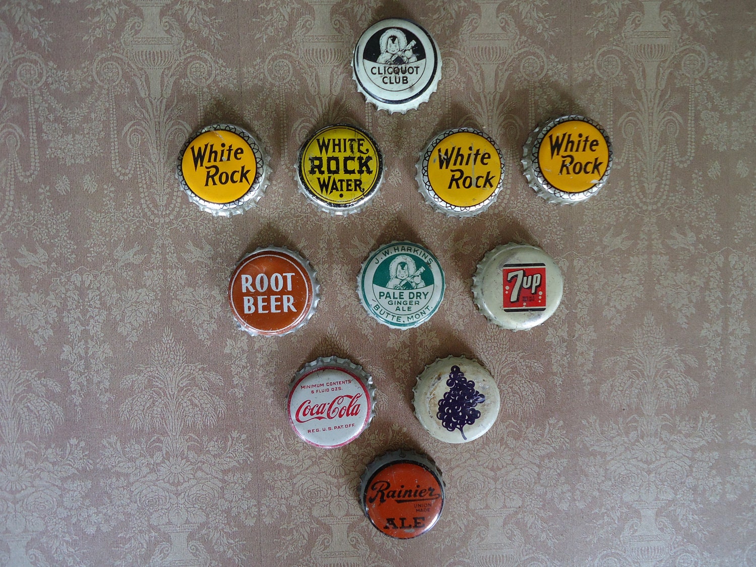 11 Vintage Bottle Caps With Cork Backs