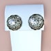 Vintage Sterling Niello Pierced Button Earrings